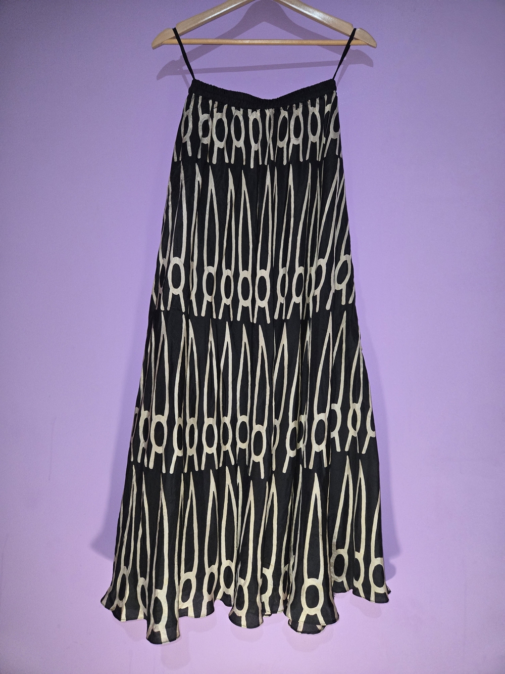 Anthropologie Black & Cream Geometric Maxi Skirt